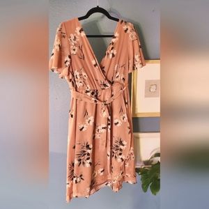 Torrid Womens Blush Floral Chiffon Wrap Midi Dress Pink Plus Size 1X